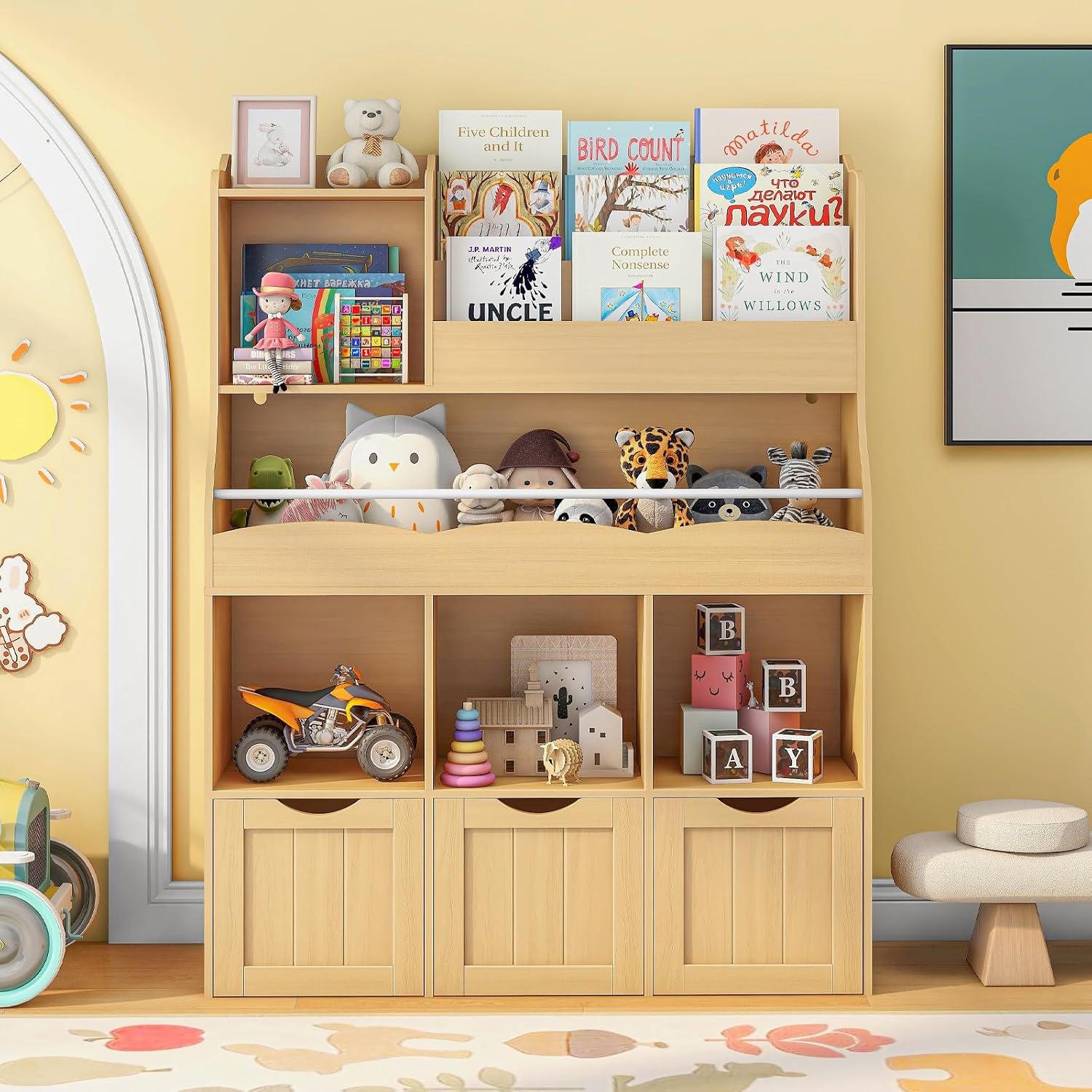 Kids Toys Drawers - 3단 이동식 서랍과 장난감 보관함이 있는