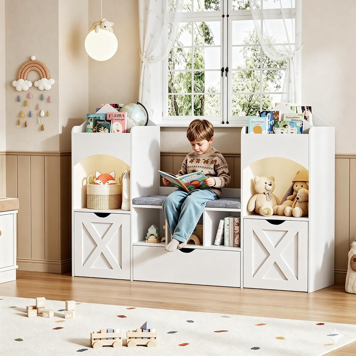 Kids Toys Drawers - 캐슬 모양 어린이 책꽂이 독서 공간