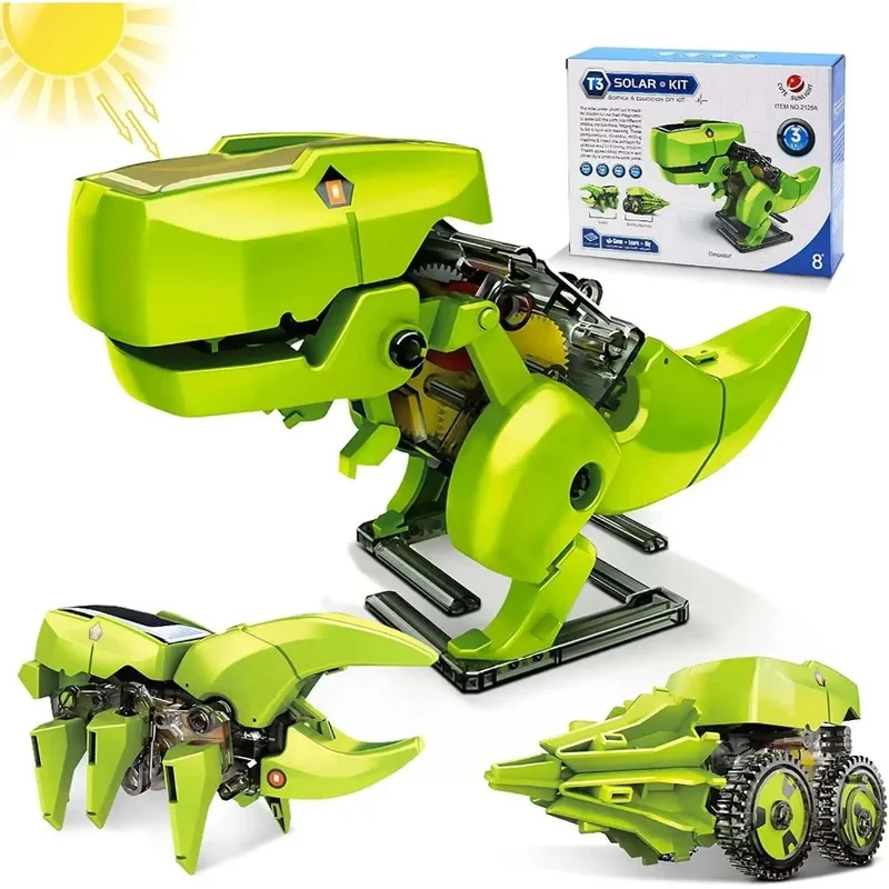 Kids Toys Under $10 - 3-in-1 태양열 로봇 키트, 공룡 장난감,