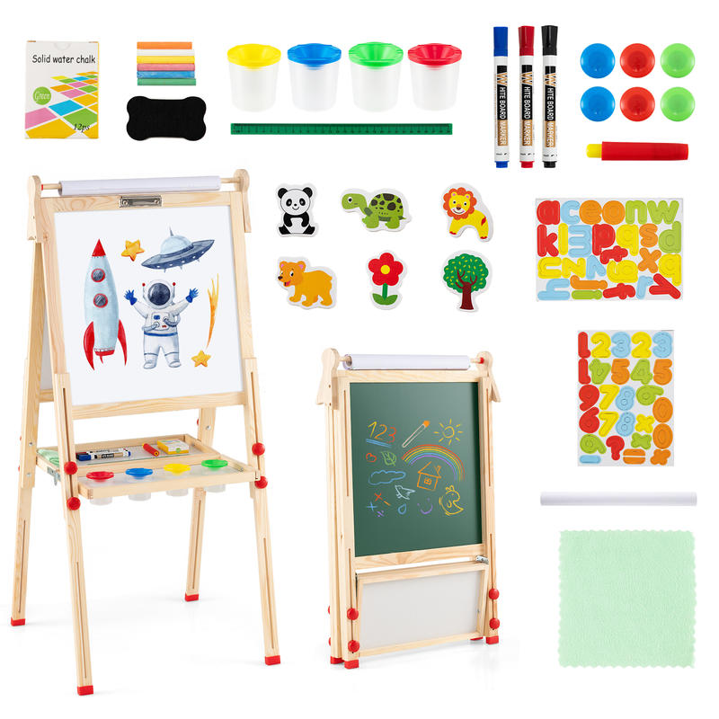 Kids Art Easel - 3-in-1 양면 접이식 나무 어린이 미술