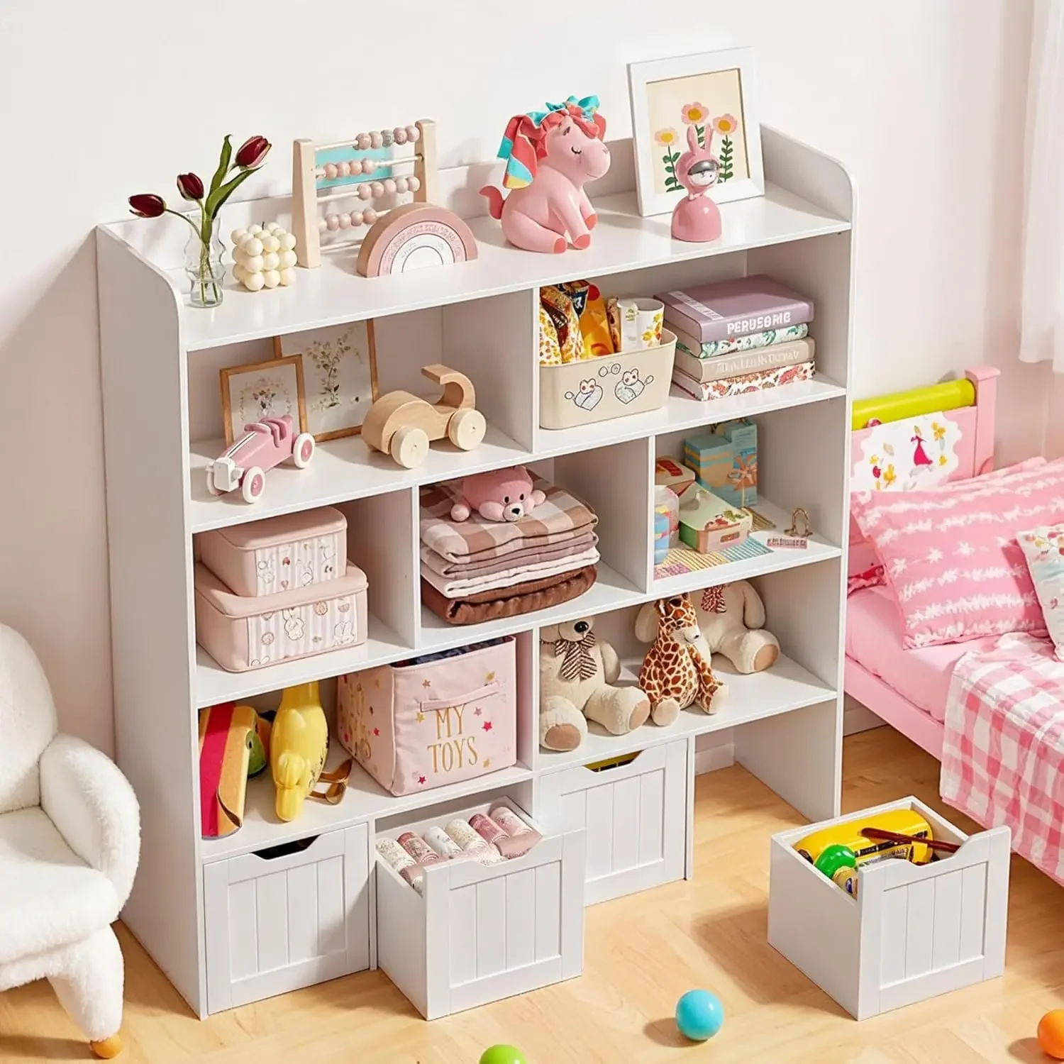 어린이 장난감 수납장 책장 이동식 서랍 개방형 선반 장 - Kids Toys Drawers 리뷰 및 가격