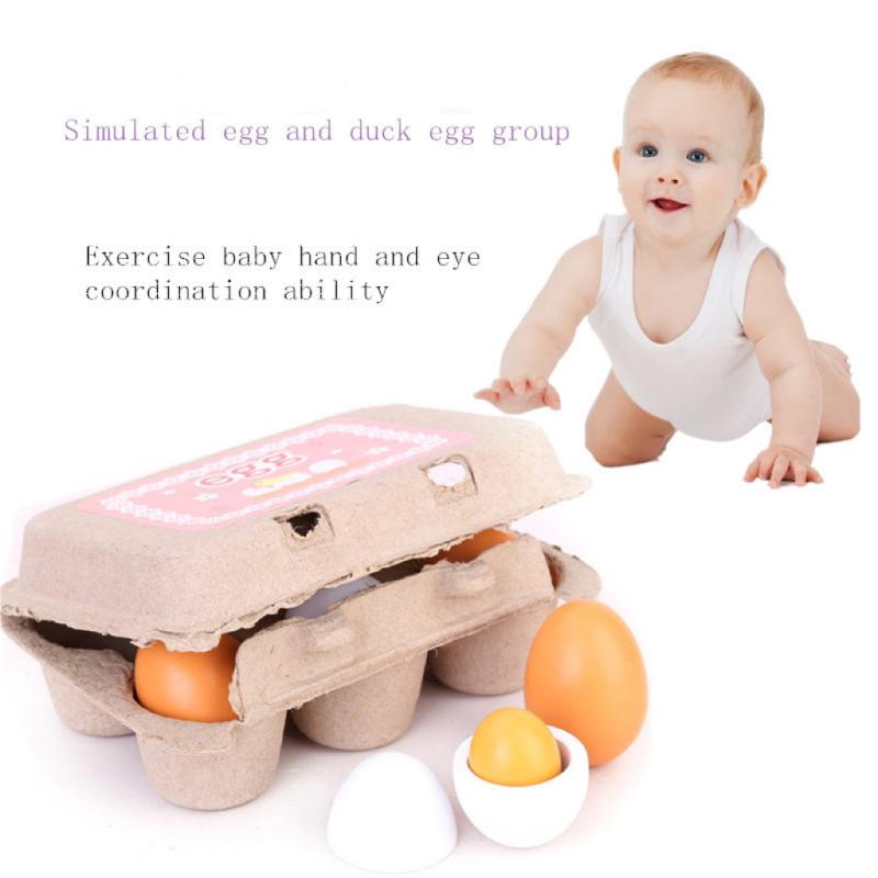 6Pcs 주방 나무 인공 계란 세트 DIY 장난감 아기 - Kids Toys Play Egg 리뷰 및 가격
