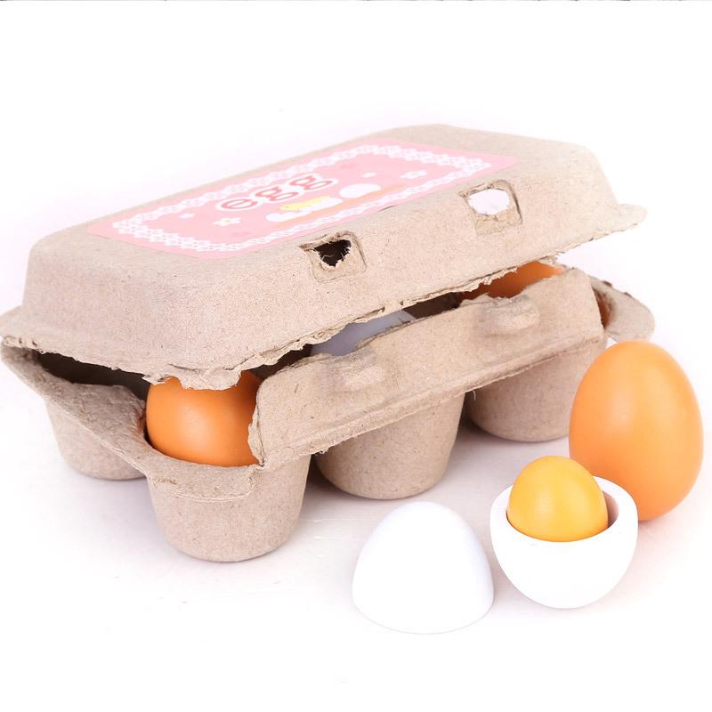 6Pcs 주방 나무 인공 계란 세트 DIY 장난감 아기 - Kids Toys Play Egg 리뷰 및 가격