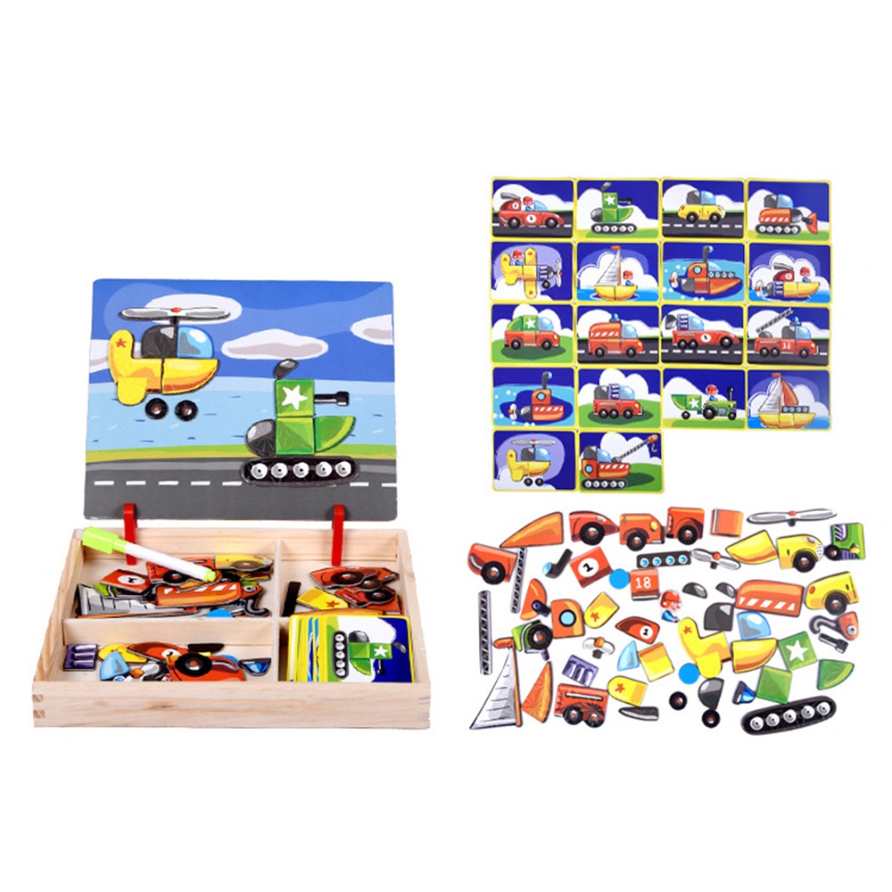뚜껑이 있는 나무 자석 3D 퍼즐 교육용 자석 스티커  - Kids Toys Drawing Easy 리뷰 및 가격