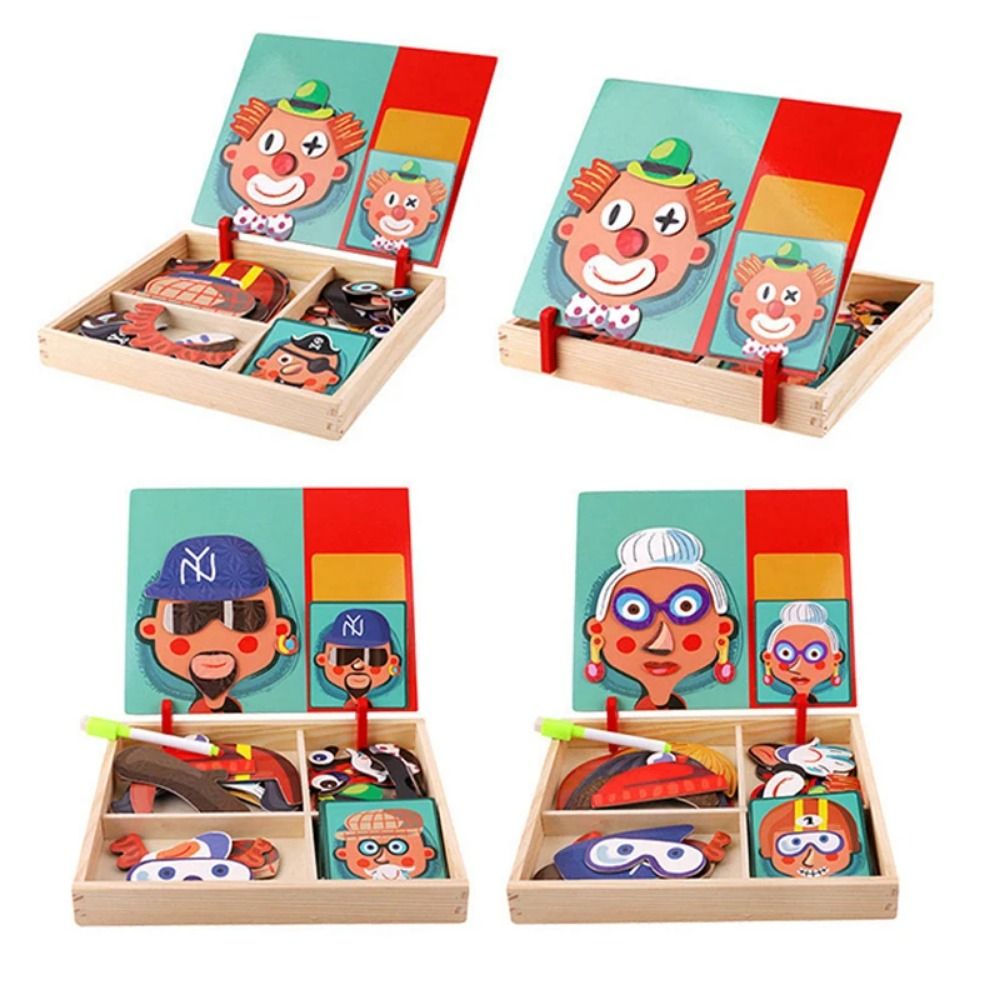 뚜껑이 있는 나무 자석 3D 퍼즐 교육용 자석 스티커  - Kids Toys Drawing Easy 리뷰 및 가격