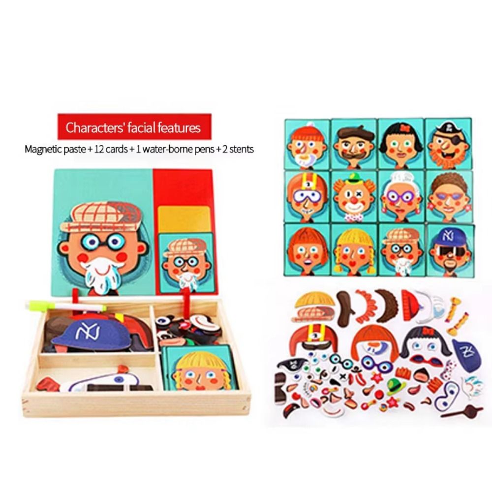 뚜껑이 있는 나무 자석 3D 퍼즐 교육용 자석 스티커  - Kids Toys Drawing Easy 리뷰 및 가격