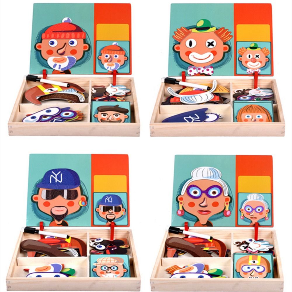 뚜껑이 있는 나무 자석 3D 퍼즐 교육용 자석 스티커  - Kids Toys Drawing Easy 리뷰 및 가격