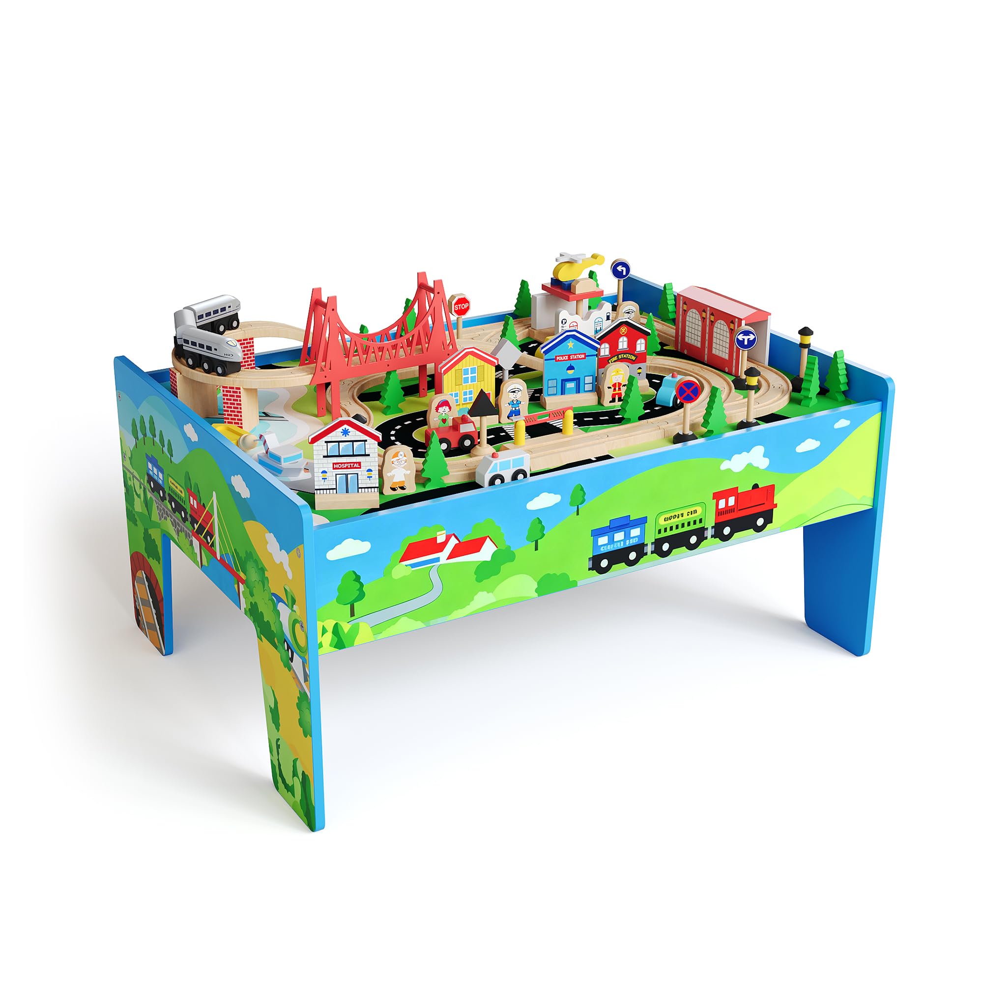 78피스 4-in-1 어린이용 나무 기차 테이블 세트, - Kids Art Easel 리뷰 및 가격
