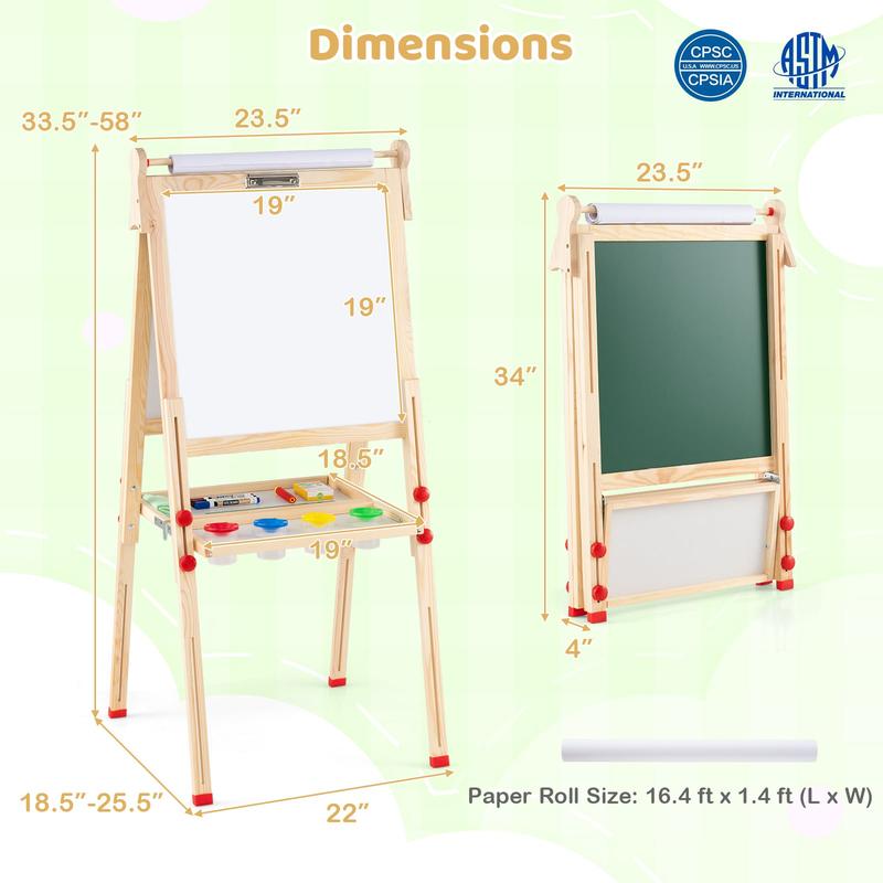 3-in-1 양면 접이식 나무 어린이 미술 이젤 (종이 - Kids Art Easel 리뷰 및 가격