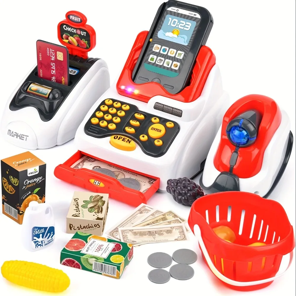 체크 아웃 스캐너 과일 카드 리더 신용 카드 기계 놀이 - Kids Toys Shop 리뷰 및 가격